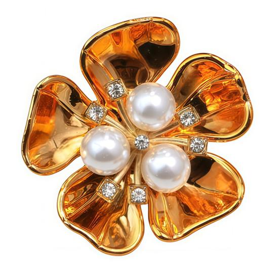 Cufflink Rhinestones Imitation Pearls Pistil Flower Shape Button Covers Clip-On Installation Sparkling Decorative