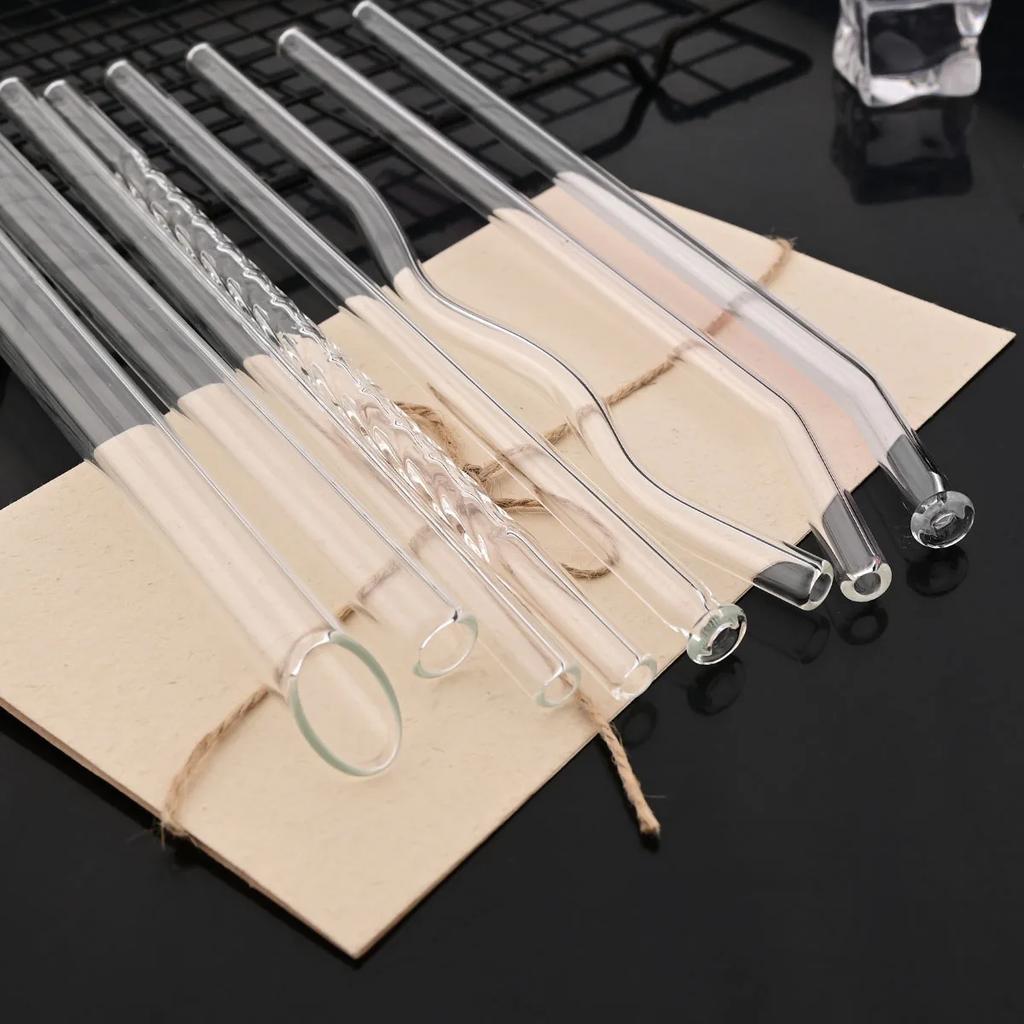 12mm High Borosilicate Glass Straw 4Pcs Reusable Eco Friendly Drinking Straws Set Bubble Tea Smoothies Bar Accessories