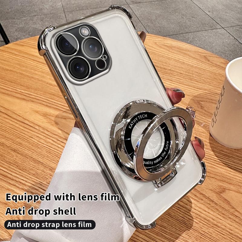 Противоударный чехол-подушка безопасности с магнитной подставкой для iPhone 16 15 14 13 12 11 Pro Max Plus XR Samsung S25 S24 S23 S22 S21 Ultra Plus FE A16 A15 A55 A14 A34 A54