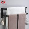 Towel Hanger Wall Mounted 30-50 CM Towel Rack Bathroom Aluminum Black Towel Bar Rail Matte Black Towel Holder with Sticker
