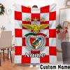 Custom Name Benfica Football Crest Throws Blanket Flannel Blankets for Couch Bed Gifts for Men Women Picnic blanket Christmas fan gifts