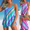 New Rainbow Printed Plus Size Swimwear Women High Waist Swimsuit Female Two Pieces Bathing Suit Tankini Swimsuits Beachwear
