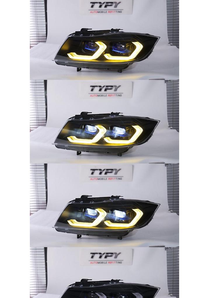 Светодиодная сборка фары проекторного типа с двухцветными ДХО и поворотниками для BMW 3 серии E90 05-12