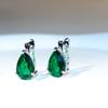 Green Water Drop 925 Silver Clip Earrings 925 Sterling Silver Fashion Zircon Earrings for Women