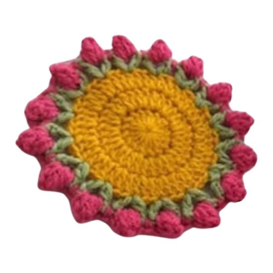 Cute Handmade Crochet Anti-scald Decorative Sheep Flower Turtle Shape Mug Coaster Household Stuffs Mug Rug
