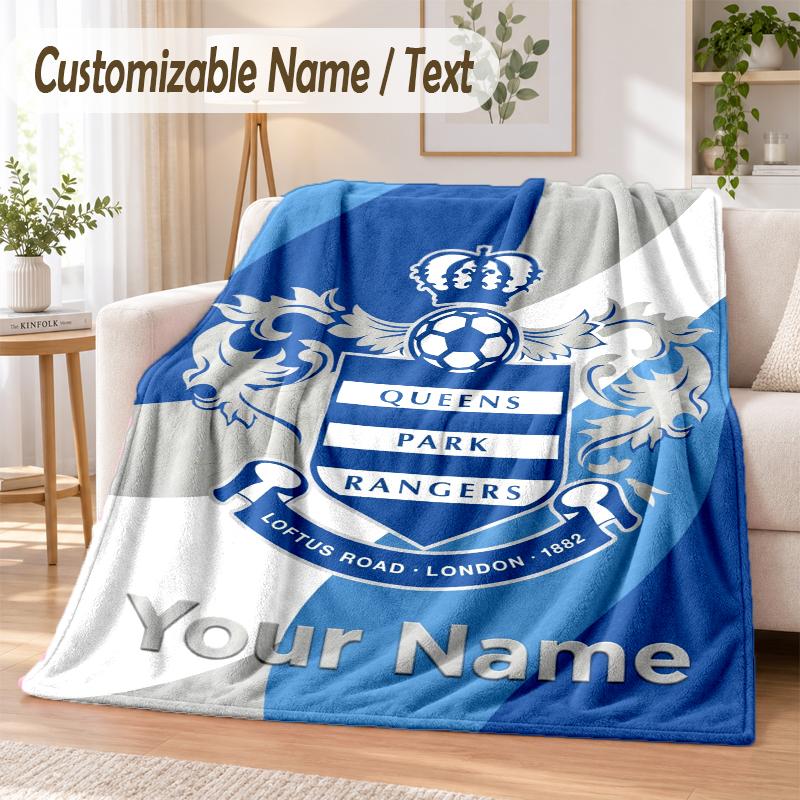 Custom Text Flannel Blanket Queens Park Rangers FC Print Warm Cozy Blanket Home Sofa Bedding