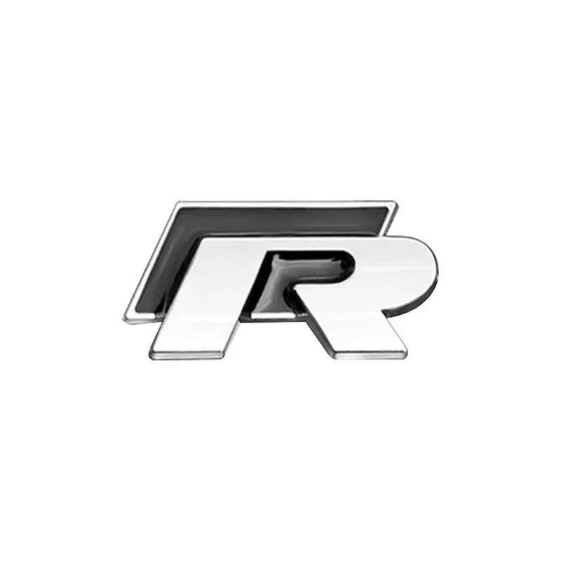 PCVHD1 R Logo Badge 3D Metal Car Metal Body Tail Trunk Sticker For Volkswagen VW Touran Beetle Golf Passat Jetta Polo Bora CC Lavida