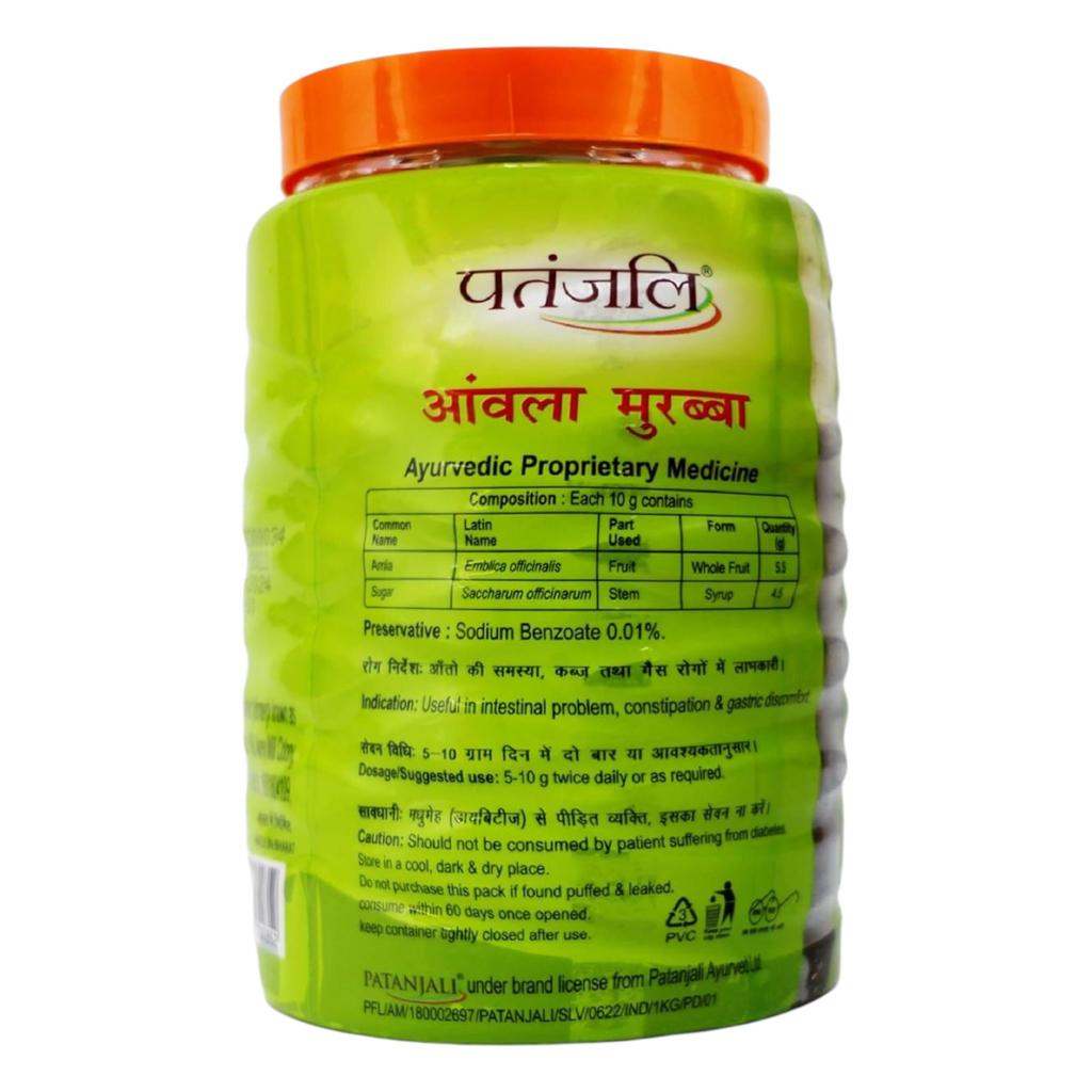 Patanjali Амла Мурабба 1 кг Сладкий консервированный фруктовый джем из крыжовника Традиционный индийский вкус Полезный вариант закуски