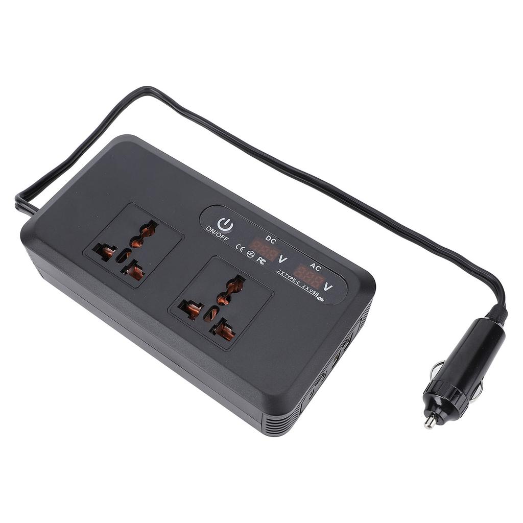 Автомобильный инвертор 200 Вт DC в AC 12 В DC с быстрой зарядкой USB Type C, адаптер-преобразователь с автомобильной розеткой и 2 универсальными розетками для