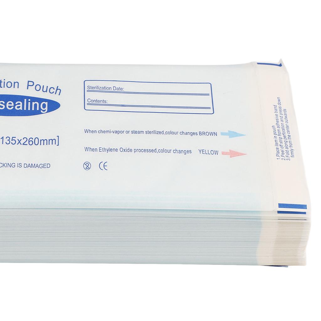 200 шт. Стоматологический самозапечатывающийся стерилизационный пакет Тройная термосварка Предотвращает разрывы Автоклавные пакеты для салонов красоты, ногтевых