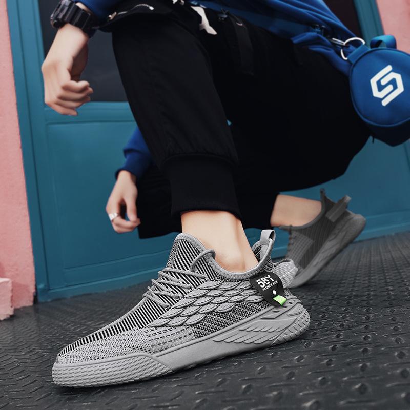 Flying woven men's shoes summer versatile mesh running breathable soft sole sports and leisure dad tide shoes 2024 new