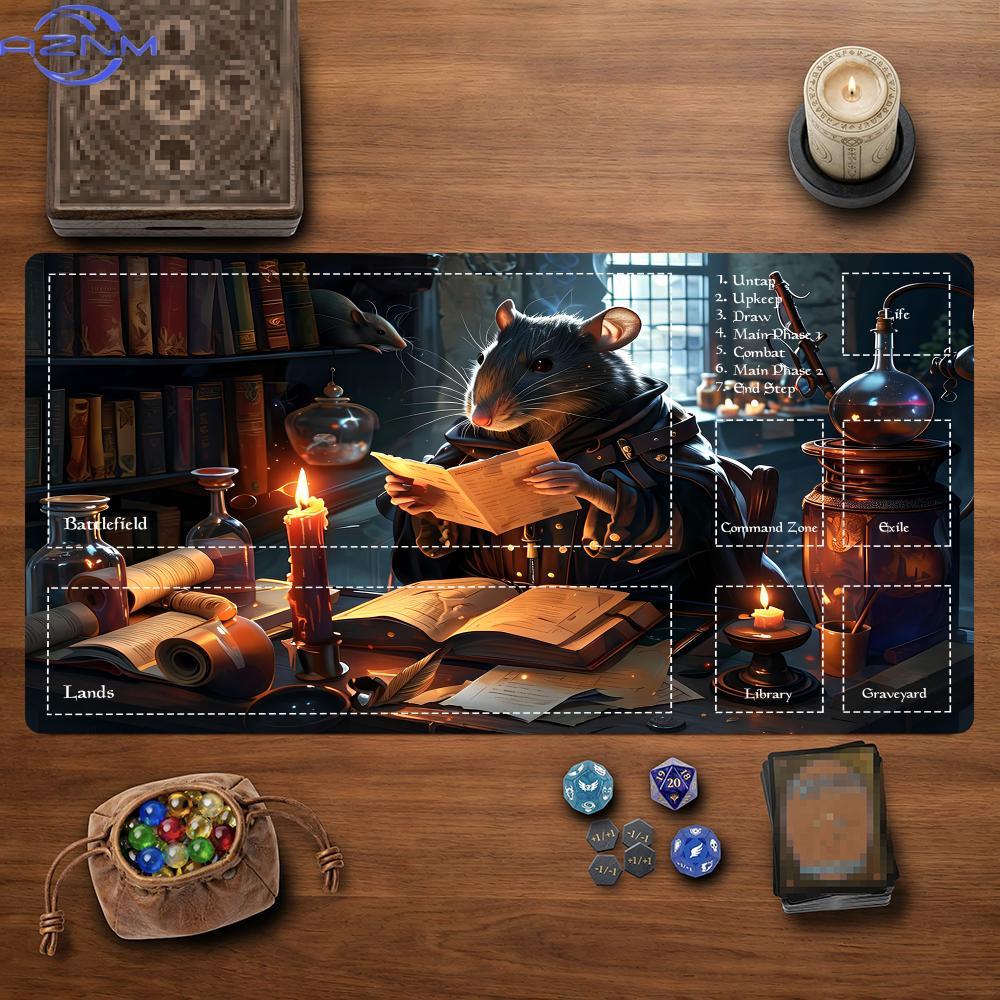 Wizard Rat Playmat MtgTcg Tabletop Game Mat Magic Party Playmat Durable Rubber For Games 35x60cm Mouse Pad Pc Offices Desk Mats