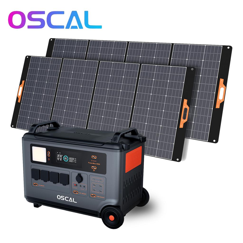 Oscal PowerMax 6000 Портативная электростанция 6000 Вт 3600 Втч LiFePO4 Расширяемый солнечный генератор с 4 розетками переменного тока