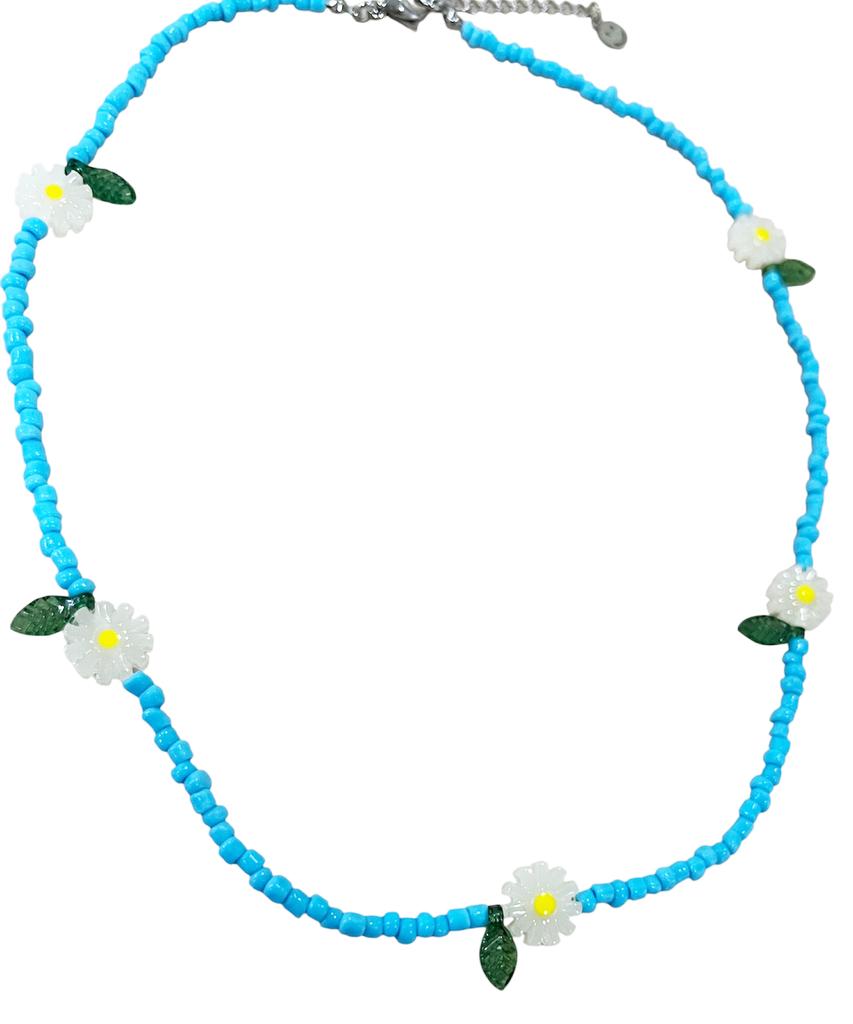 Sk8Er Rock Daisy Beads Necklace ((Light Blue))