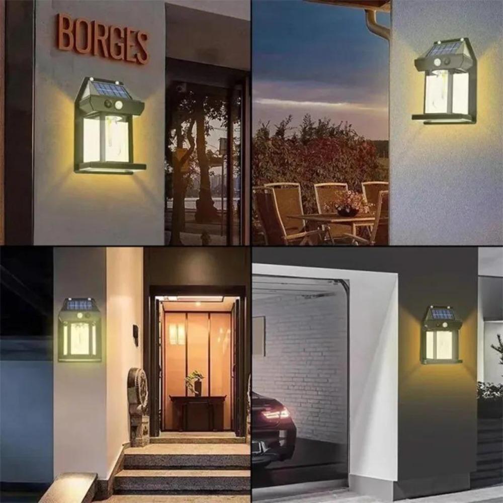 4 шт. Солнечный настенный светильник вольфрамовый водонепроницаемый беспроводной датчик движения охранные лампы от заката до рассвета наружное освещение для патио крыльца гаража