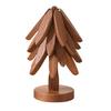 1 Set Christmas Tree Coaster with Base 4 Layers Tree Shape Wooden Trivet Anti-scald Heat