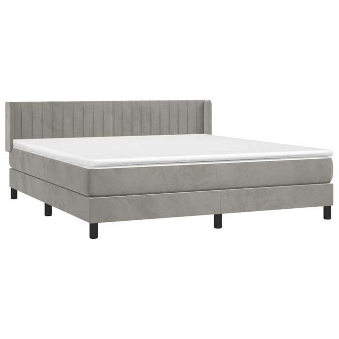 Maison Exclusive - Sommier à lattes de lit et matelas Gris clair 180x200cm Velours