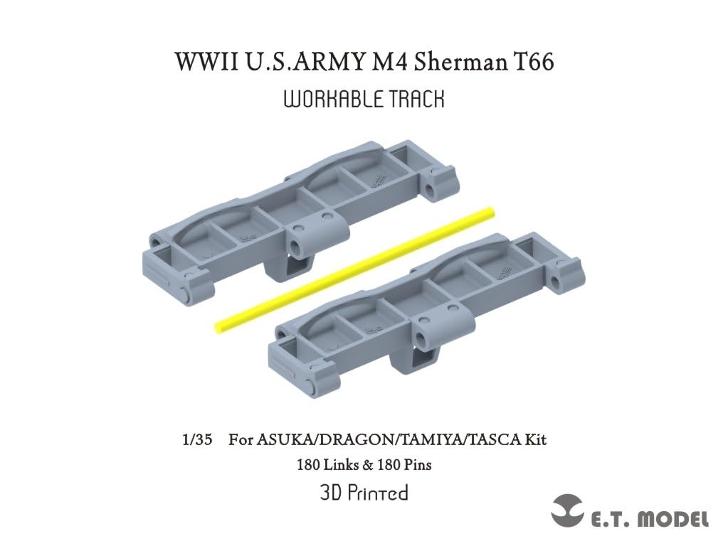 Eaty Model WW2 American M4 Sherman Medium Tank T66 Type Movable Track Asuka Plastic Model Parts 1/35 (For Model/Dragon/Tamiya) P35-095 (Tank)