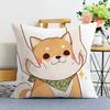 Cartoon Shiba Inu Print Decorative Pillowcase Bedroom Living Room Square Cushion Pillowcase