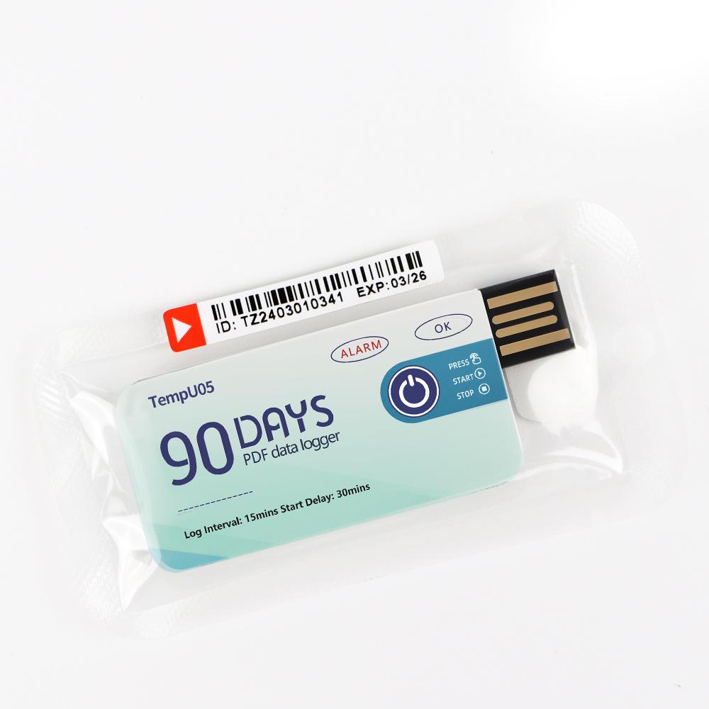 TempU05 Temperature Data Logger 10000 Points USB Report 60 90 Days USB Disposable Recorder Temperature Analyzer for Cold Chain