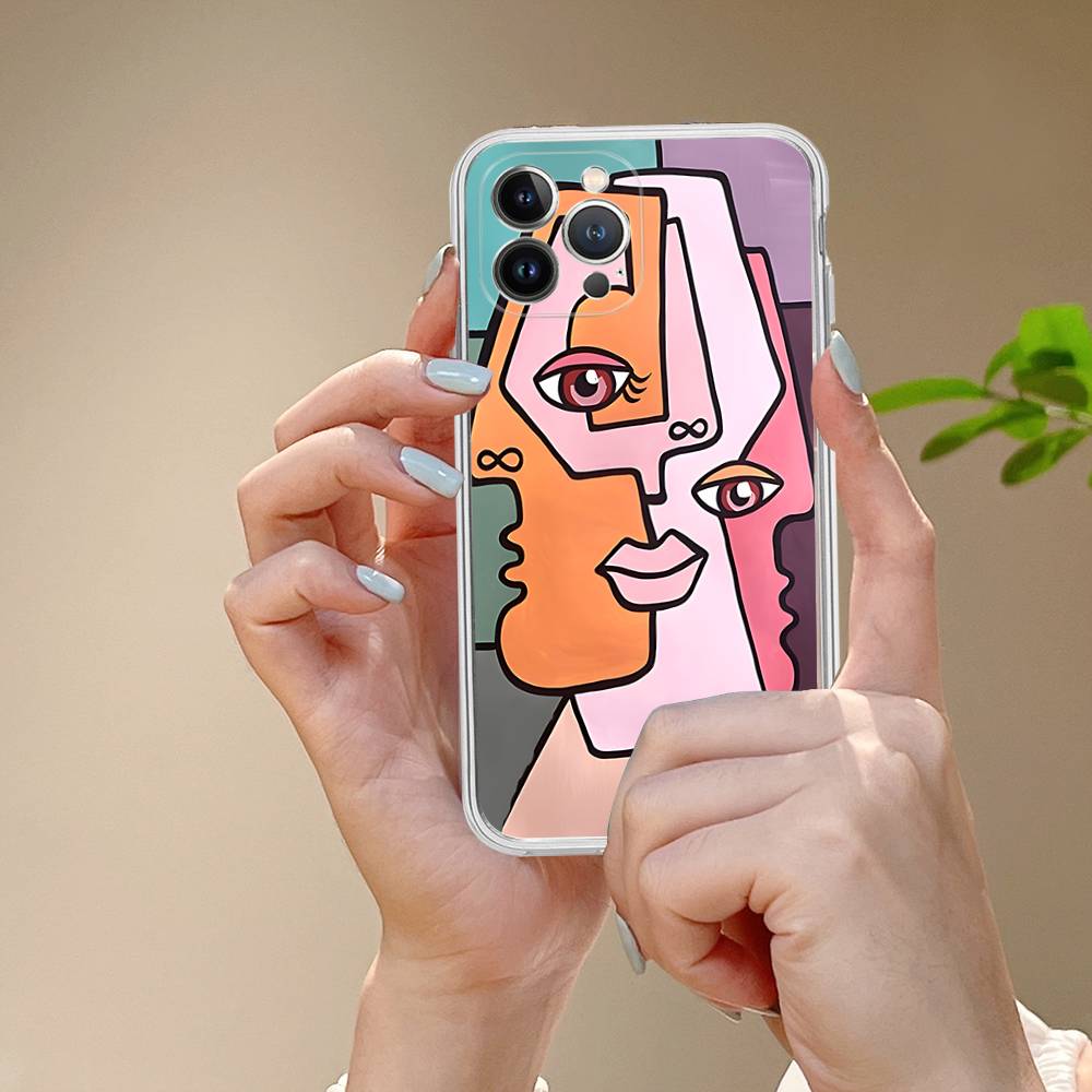 Абстрактное искусство Пикассо Чехол для телефона IPhone 16 15 Promax IPhone 14 11 12 High End 13 Pro Силиконовый