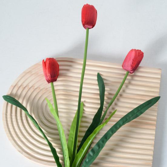 Искусственные Цветы 3-главный Шелковый Букет Тюльпанов с Гибким Железным Стеблем Искусственная Цветочная Композиция Свадебные Украшения Реквизит для Фотосъемки