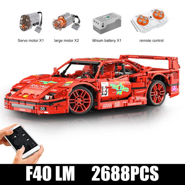 MOULD KING 13095 Техническая 1:10 Модель автомобиля APP RC F40 Супер спортивный автомобиль MOC-98701 Строительные блоки Кирпичи Игрушки Дети Подарки на день рождения