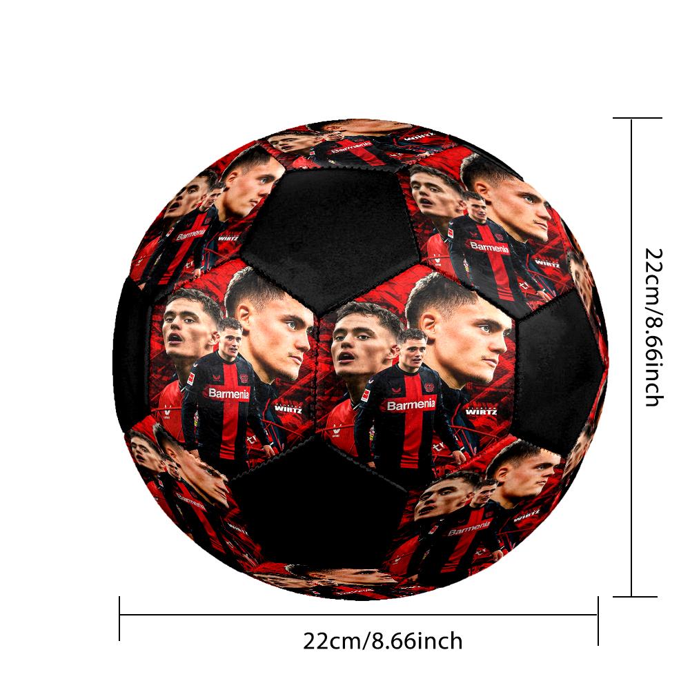 Florian Wirtz Indoor Soccer Ball Colorful Machine Stitched PVC Size 5 Team Training Competition Ready Durable High-Bounce Cool Sports Gift