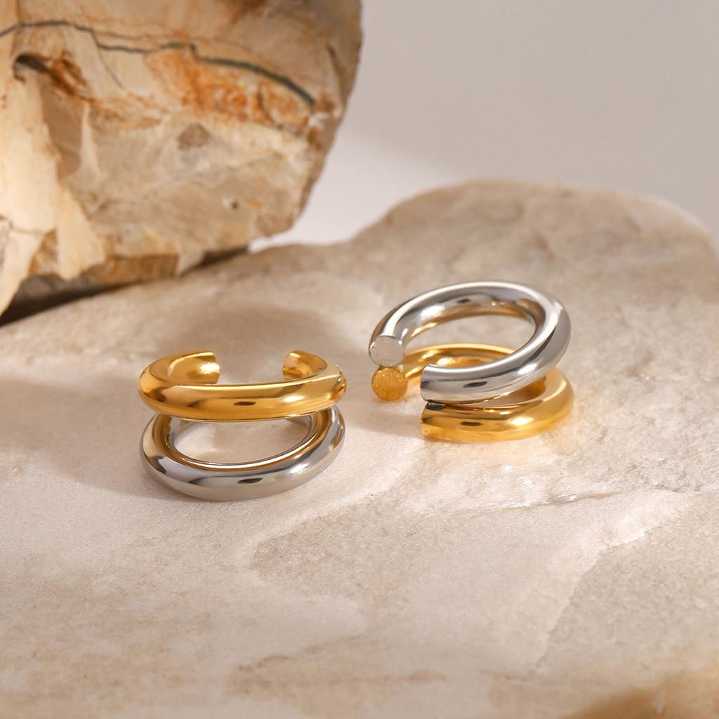 Youthway Водонепроницаемые серьги-клипсы из нержавеющей стали золотого цвета в форме двойной буквы C для женщин, позолоченные, с подвесками, ювелирный подарок