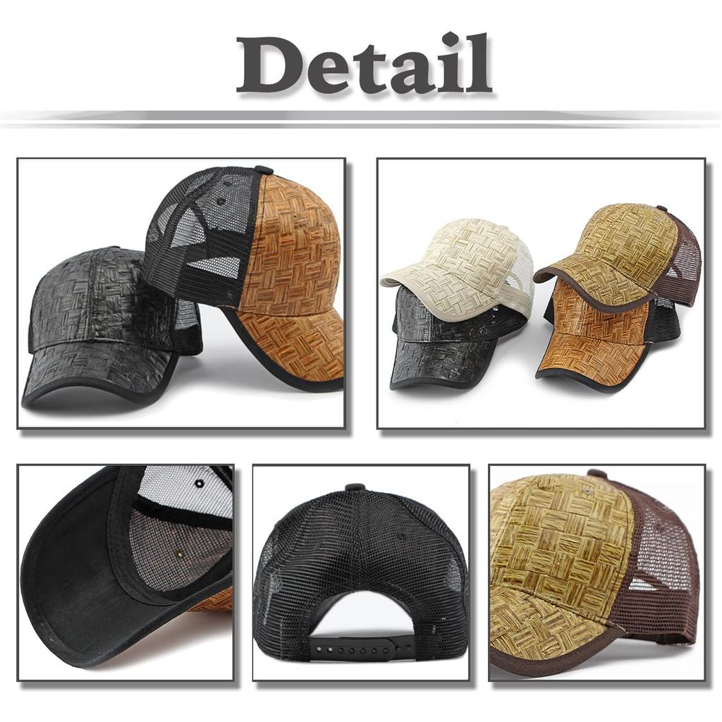 Соломенная сетчатая кепка шляпа защита от солнца дышащая стильная крутая CZA257 [Белый Клык] мужская женская (черный)