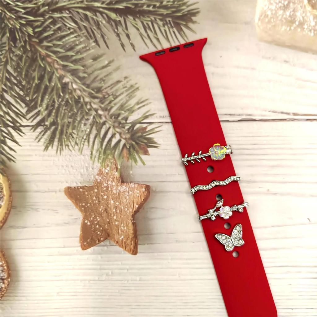 Rhinestone Charm Silicone Strap Ring for Apple Watch