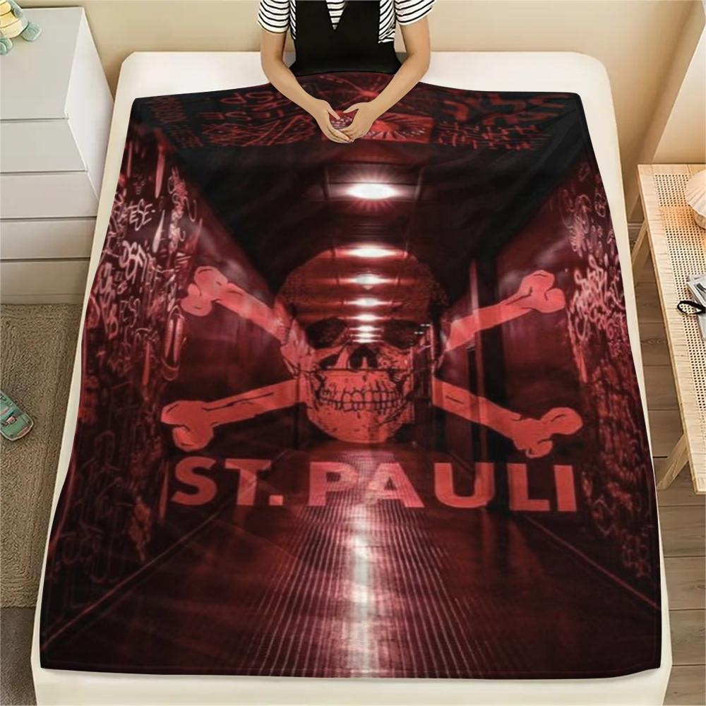 1Pc St. Pauli FC Print Flannel Blanket, High quality Comfortable for All Seasons, Home Decor, Warmth and Comfort, Perfect for Christmas GiftS