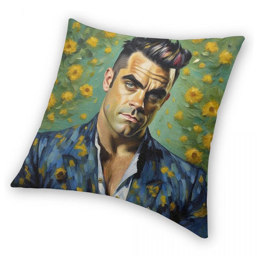 Robbie Williams Musician Square Pillowcase Polyester Linen Velvet Pattern Zip Decorative Pillow Case Bed Cushion Cover 45X45
