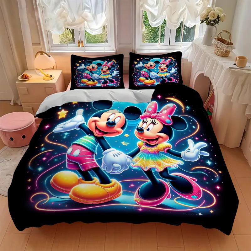 Mickey Minnie Magic Print 3Pcs Bedding Setduvet Cover With 2 Bedropillowcase Home Birthday Gift