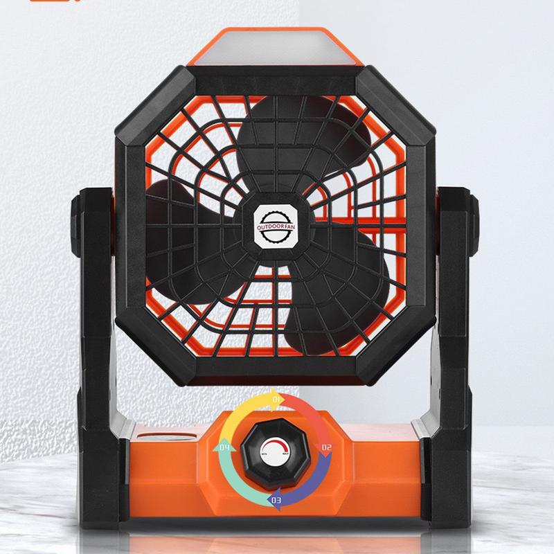 USB Rechargeable Camping Fan Portable Air Circulators Wireless Fans 270 ° Head Rotation Tent Fan with Hook