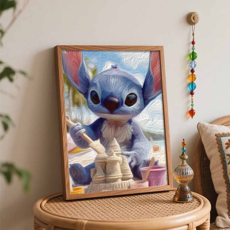 Disney oil painting kit painting art Stitch beach sandcastle bedroom wall decoration handmade diy gift