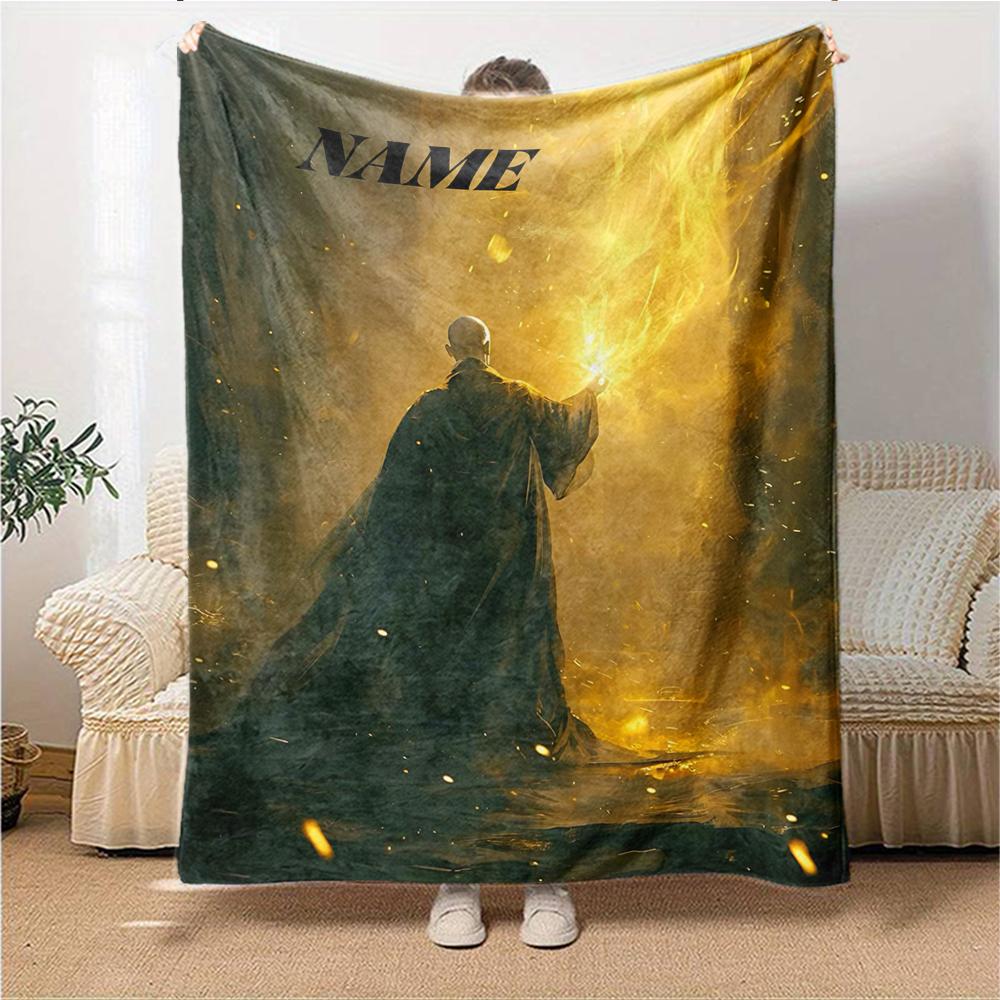 Custom Name Elegant Gothic Crest blanket for Couch & Bed, Plush Cozy Fuzzy Blanket Super Soft & Warm Blankets for Fall and Winter. 090874