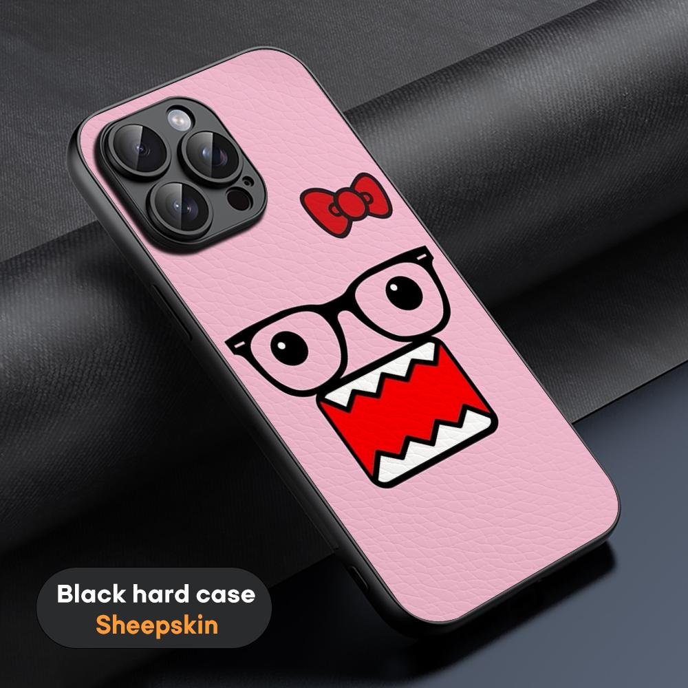 Domo kun cute cartoon anime pattern Phone Case For iPhone 16 15 14 13 12 11 Plus Pro Max Limited Black hard case Sheepskin