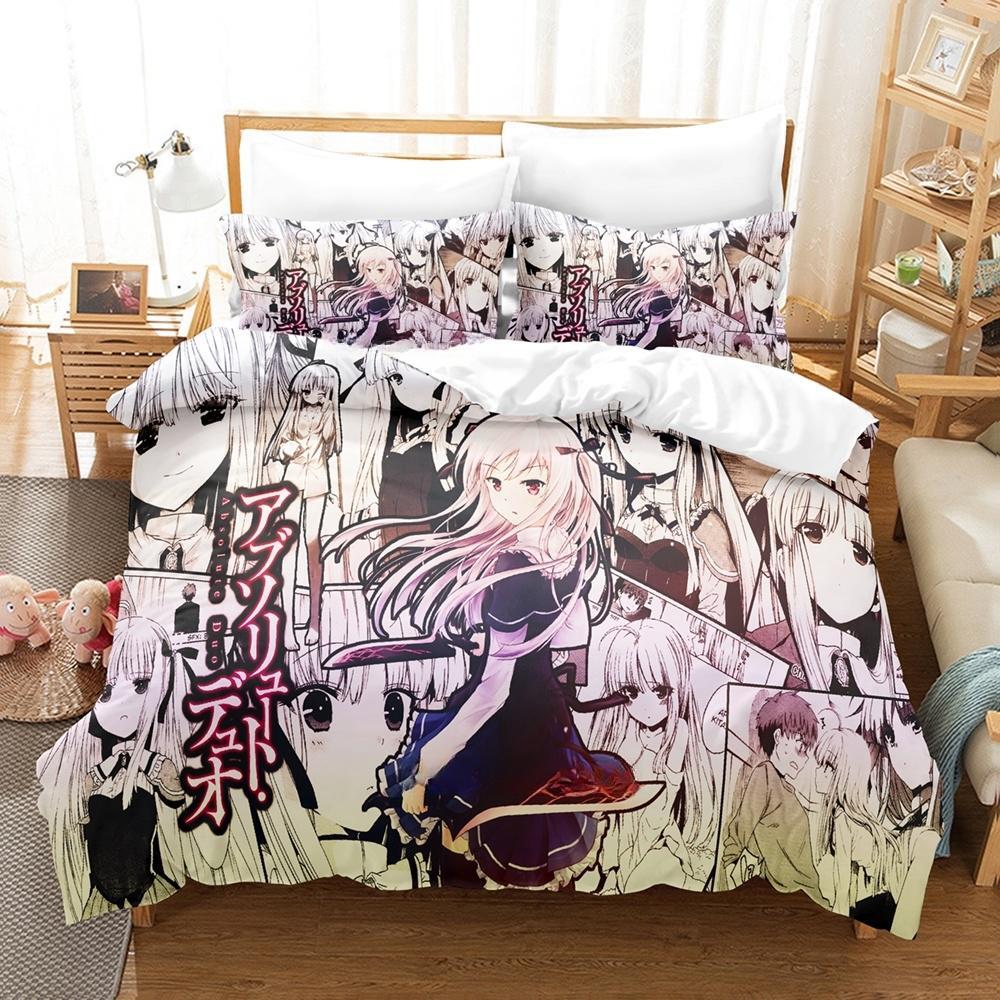 Kawaii Anime Absolute Duo Bedding Collection Duvet Cover Comforter Bed Collection Quilt Cover Pillowcase King Queen Twin Size Boys Girl Adult