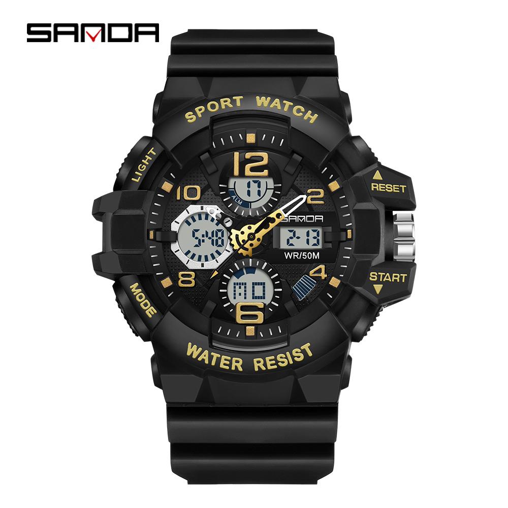 Fashion SANDA 3168 Luxury G-Type Military Men's Watch Digital Sports Multi Functional Waterproof Men's Electronic Watch