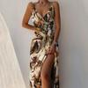 Модное летнее длинное платье с принтом, повседневное женское платье с V-образным вырезом, плиссированное платье-комбинация, сексуальное вечернее платье Y2k, одежда 25680