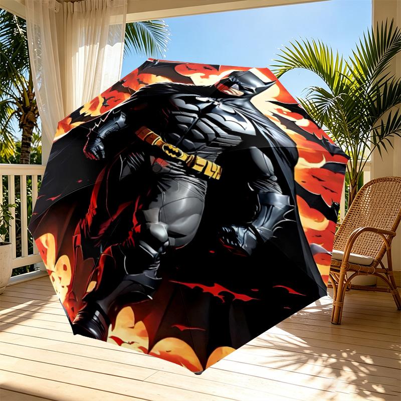 Batman Print Automatic Open Close Umbrella, Portable Foldable Umbrella, for Outdoor Commute Camping Trip, Ideal Birthday Gift