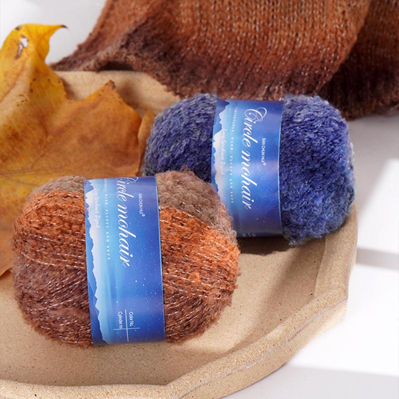 50G Секция Легкая Длинная Роскошная Пряжа Градиентной Окраски Теплый Мохер Мягкая Петля Пушистая