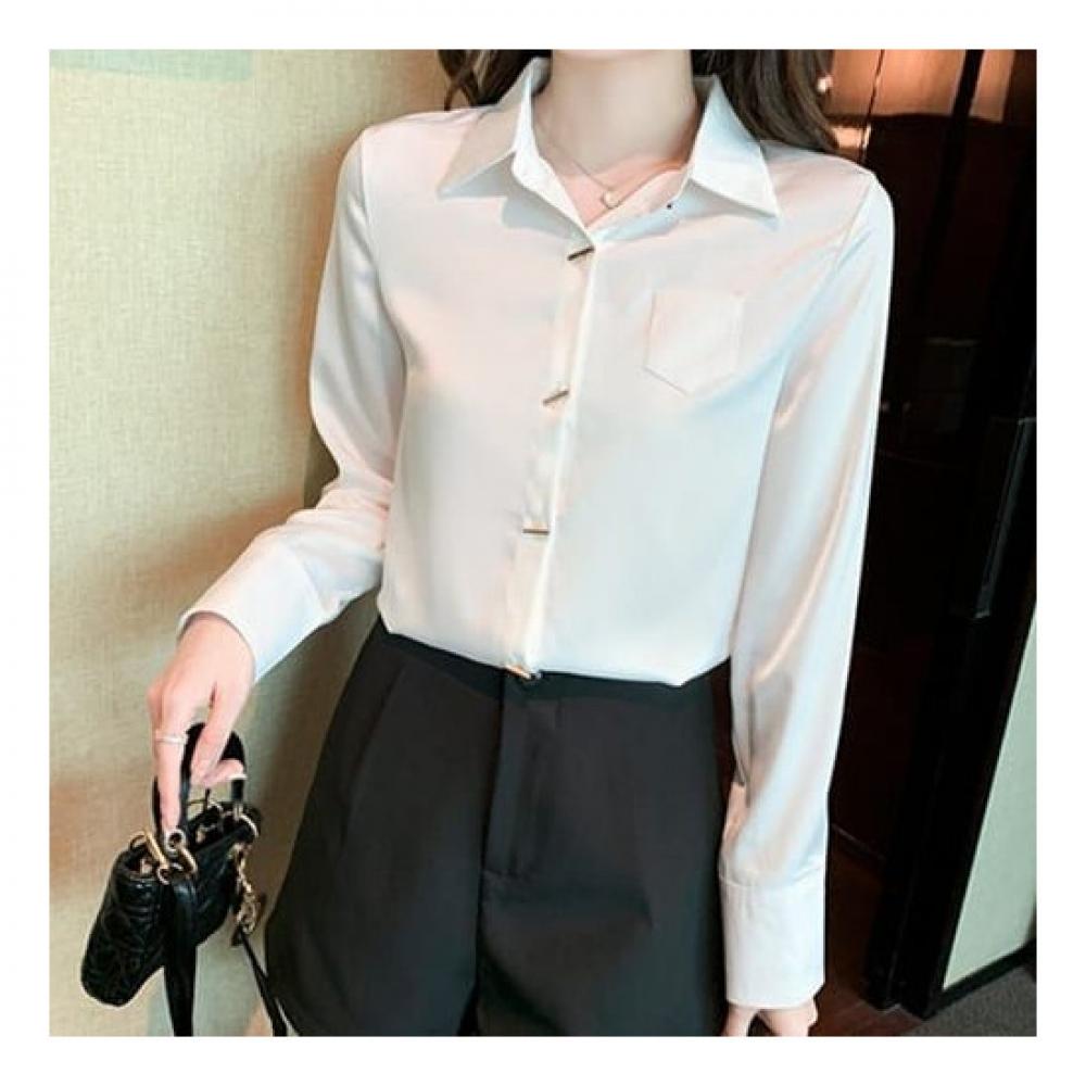 Navava Office Simple Solid Long Sleeve Shirt Nb2279