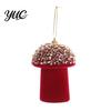 Coordinated Holiday Decor Scheme Velvet Florcking Christmas Ornaments, Glitter Sequins Fruit Mushroom Acorn Hanging Decoration, Tree for Home