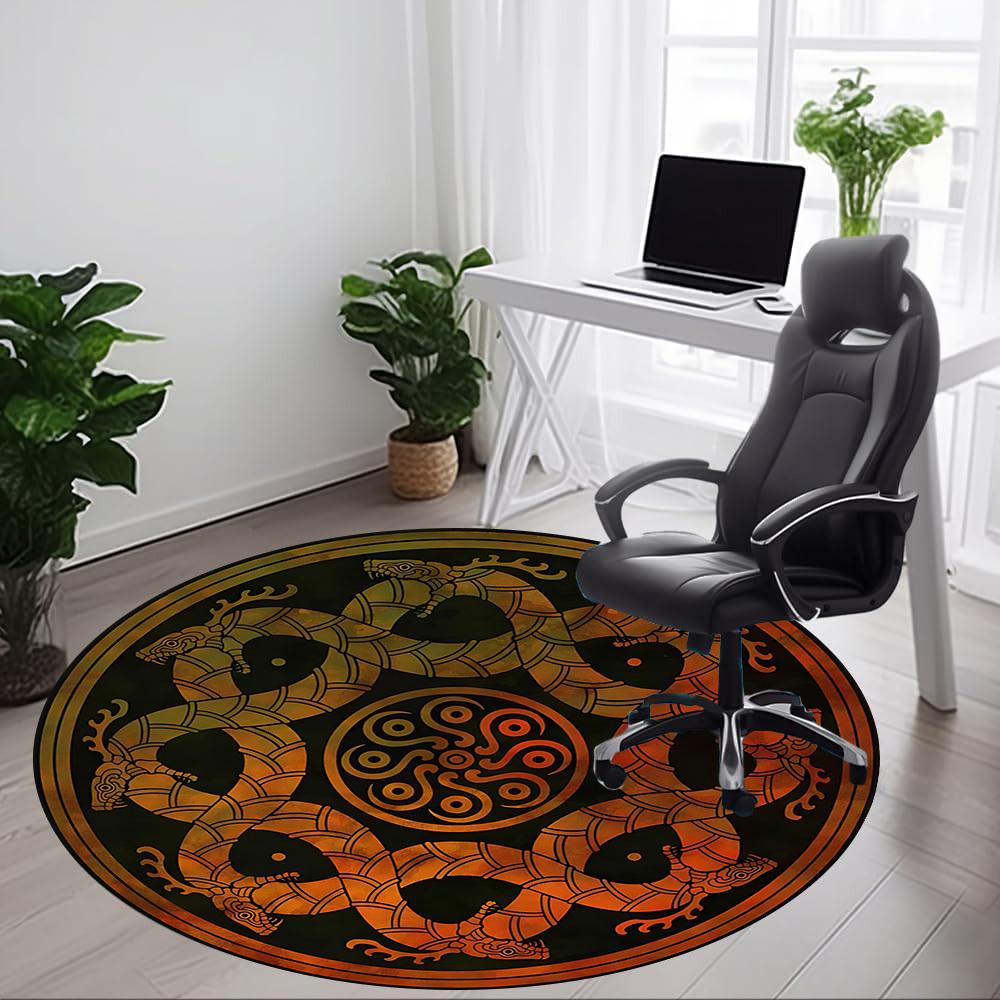 1 шт. Круглый ковер Serpent Mandala для офиса, под офисные стулья, в спальню, гостиную, декор для дома, декор комнаты, доступен в различных размерах