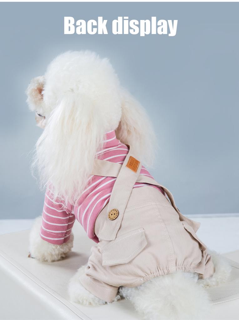 Trendy Pet Clothes Striped Dog Overalls for Small Breeds Breathable Dog Jumpsuit Spring and Autumn Outfit