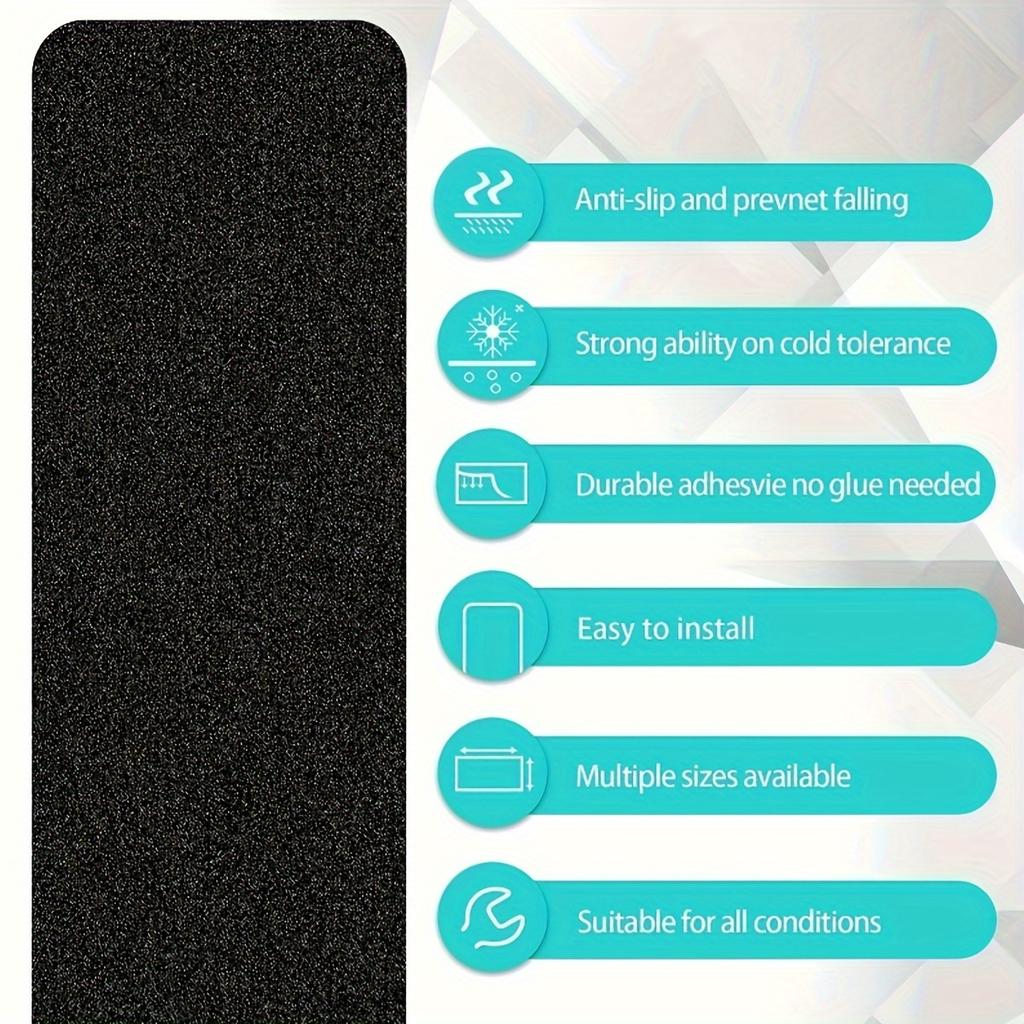 Black Pre-Cut Anti-Slip Tape Stair Treads Waterproof Heavy-Duty Outdoor Stickers for Safety