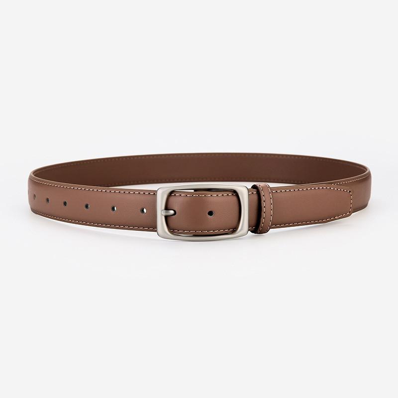 Minimalist Leather Belt For Women And Men With Alloy Buckle For Casual And Office Wear