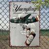 Плоская винтажная металлическая жестяная вывеска Yuengling (2D) — классическое американское пивоваренное искусство с изображением самолетов и лагера в стиле ретро, ​​декор для стен.
